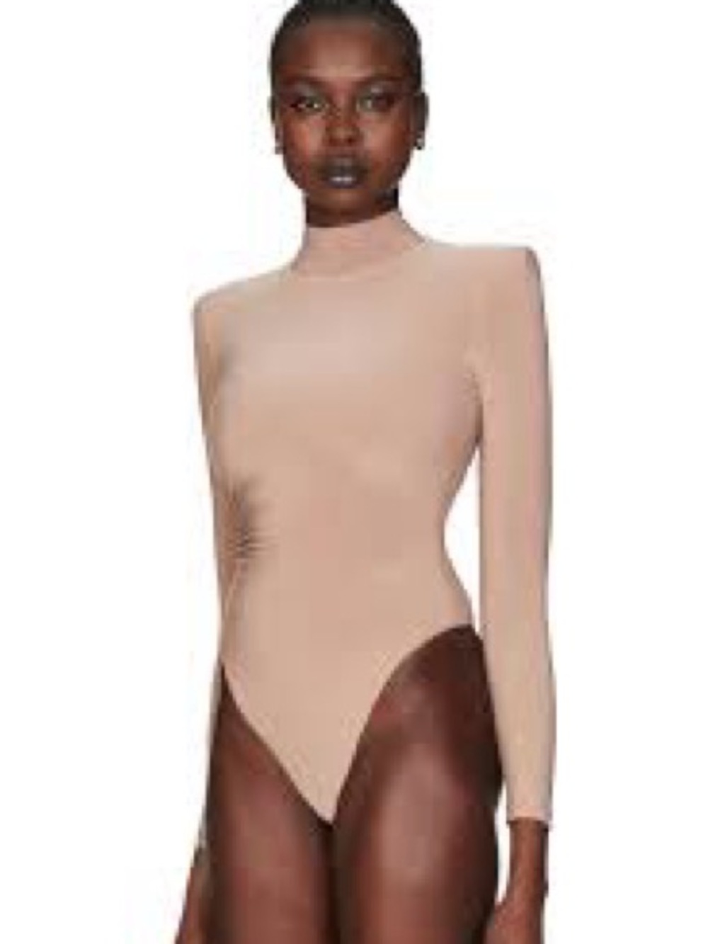Nookie Long Sleeve Mock Neck Bodysuit - Beige nwot